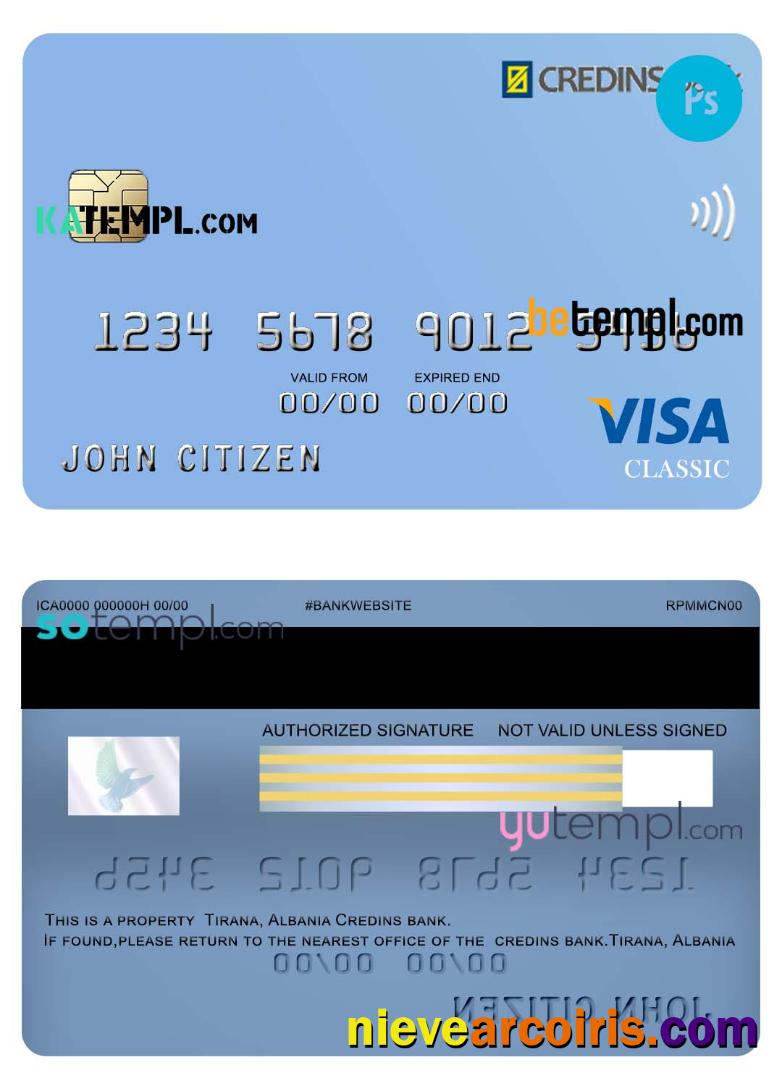 Albania Credins bank visa debit card